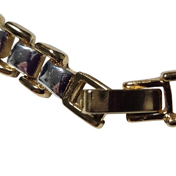 Elegant Gold Silver Two Tone Link Bracelet Secure Clasp Classic Fashion Jewelry - Picture 4 of 5